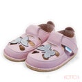 Dodo Shoes Barefoot Sandal, Sparkling Butterfly / Cameo Pink 24/25 (leather / glitter leather, no lining) - Crepe Rubber sole