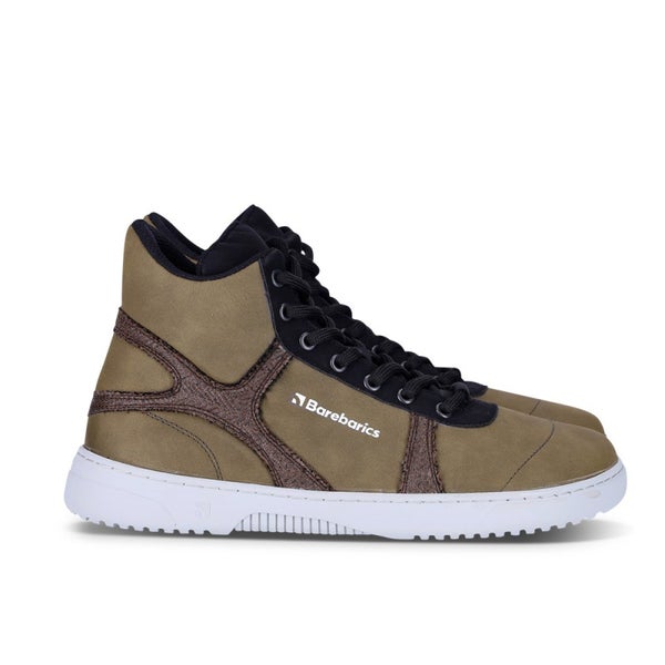 Barebarics HiFly Vegan Sneaker (KOKO 41), Dark Green/Grey (mikrokuitunupukki) - Aikuisten vegaaniset korkeavartiset tennarit